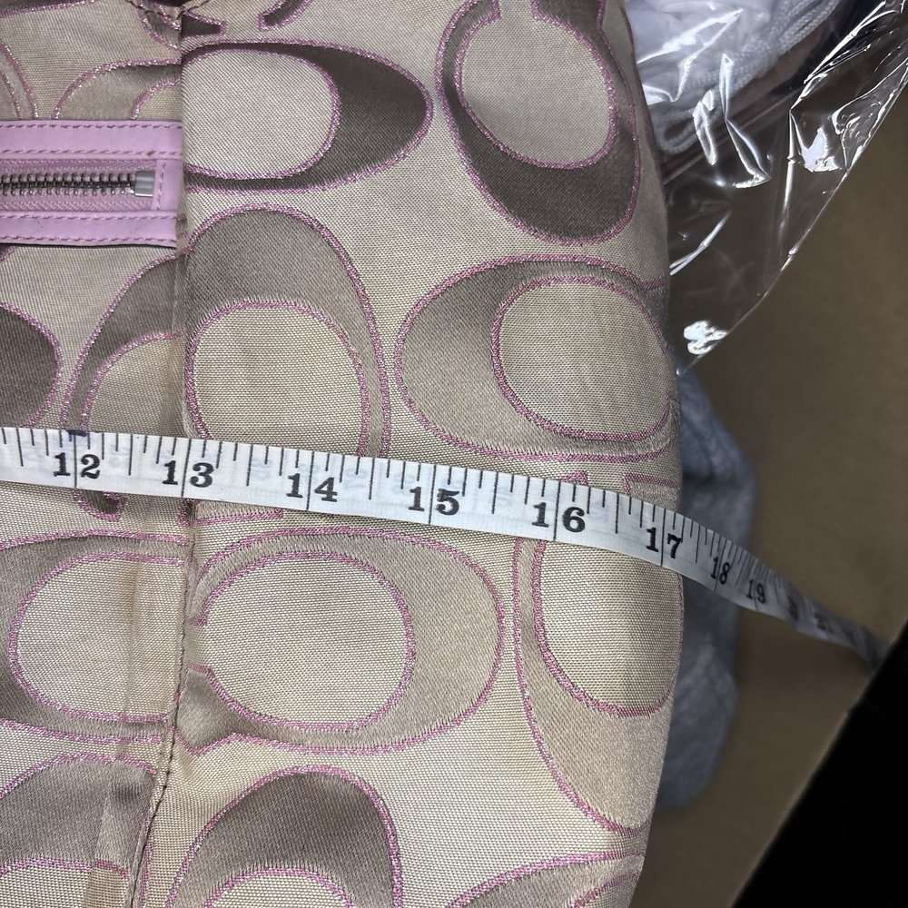 Coach Vintage Poppy Shoulder Bag Logo Beige Pink Glitter Sparkle jaquard - Picture 11 of 12